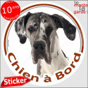 Dogue Allemand, sticker "Chien à Bord" 14 cm