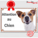 Jack Russell Terrier blanc et fauve marron Tête, plaque portail "Attention au Chien" pancarte panneau photo