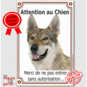 Chien-Loup Tchèque, plaque verticale "Attention au Chien" 24 cm LUX