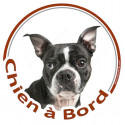 Boston Terrier, sticker rond "Chien à Bord" 15 cm - 3 ans