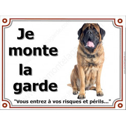Mastiff, plaque portail "Je Monte la Garde" 24 cm LUX