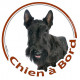 Scottish Terrier noir, sticker autocollant rond "Chien à Bord" Disque adhésif vitre voiture photo