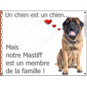 Plaque 16 cm LOVE Membre de la Famille, Mastiff Assis
