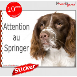 English Springer, panneau autocollant voiture "Attention au Chien" pancarte sticker adhésif photo vitre voiture