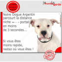 Dogue Argentin, plaque humour "distance Niche - Portail" 24 cm 3SEC