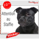 Staffie tout noir, sticker autocollant "Attention au Chien" Staffordshire Bull Terrier, panneau adhésif photo