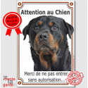 Rottweiler, plaque verticale "Attention au Chien" 24 cm VL