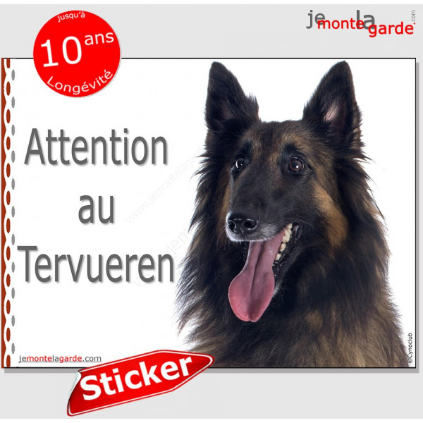 Berger Belge Tervueren, autocollant "Attention au Chien" Sticker adhésif photo race Tervuren
