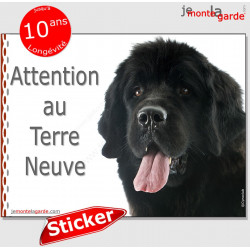 Terre Neuve, autocollant "Attention au Chien" 16 cm