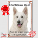 Berger Blanc, plaque verticale "Attention au Chien" 24 cm LUX VL