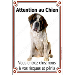 St-Bernard, plaque verticale "Attention au Chien" 24 cm VL