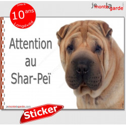 Shar-Peï, autocollant "Attention au Chien" 16 cm