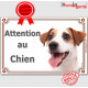 Jack Russell Blanc et fauve Tête, Plaque portail "Attention au Chien" panneau affiche pancarte photo