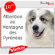 Montagne des Pyrénées, panneau autocollant "Attention au Chien" Pancarte sticker photo race, adhésif