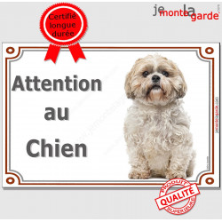 Shih-Tzu Assis, Plaque portail "Attention au Chien" panneau affiche pancarte, photoShih-Tsu