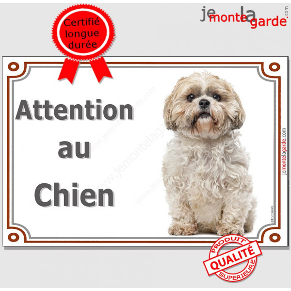 Shih-Tzu Assis, Plaque portail "Attention au Chien" panneau affiche pancarte, photoShih-Tsu