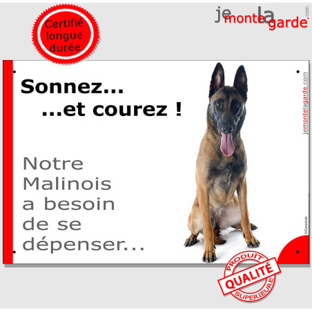 Malinois assis, plaque humour "Sonnez et Courez !" 24 cm RUN Malinois assis, plaque humour "Sonnez et Courez !" 24 cm RUN