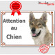 Chien Loup Tchèque tête, plaque portail "Attention au Chien" panneau pancarte affiche photo