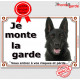 Berger Allemand Noir Tête, Plaque portail "Je Monte la Garde, risques périls" panneau affiche pancarte attention au chien