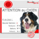 Bouvier Bernois Tête, Pancarte Portail attention au Chien plaque panneau A ce jour : nombre de Facteurs, Voleurs, Ballons