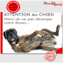 Plaque "Attention au Chien, Merci de ne pas déranger notre Boxer" 24 cm NPD