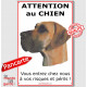 Dogue Allemand Fauve, Pancarte Portail Attention au Chien, plaque affiche pancarte, Danois orange, risques et périls
