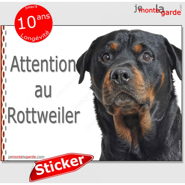 Rottweiler, panneau autocollant "Attention au Chien" Pancarte sticker photo Rott adhésif