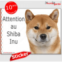 Shiba Inu, autocollant "Attention au Chien" 16 x 12 cm