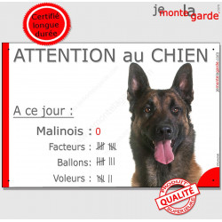 Malinois, plaque "Nombre de Voleurs, ballons, facteurs, Attention au Chien" 24 cm NBR