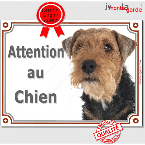 Welsh Terrier tête, plaque portail "Attention au Chien" pancarte panneau affiche photo race