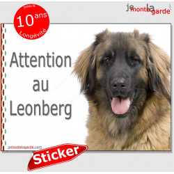 Leonberg, panneau autocollant "Attention au Chien" pancarte photo, sticker adhésif portail