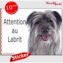 Labrit gris, autocollant "Attention au Chien" 16 cm