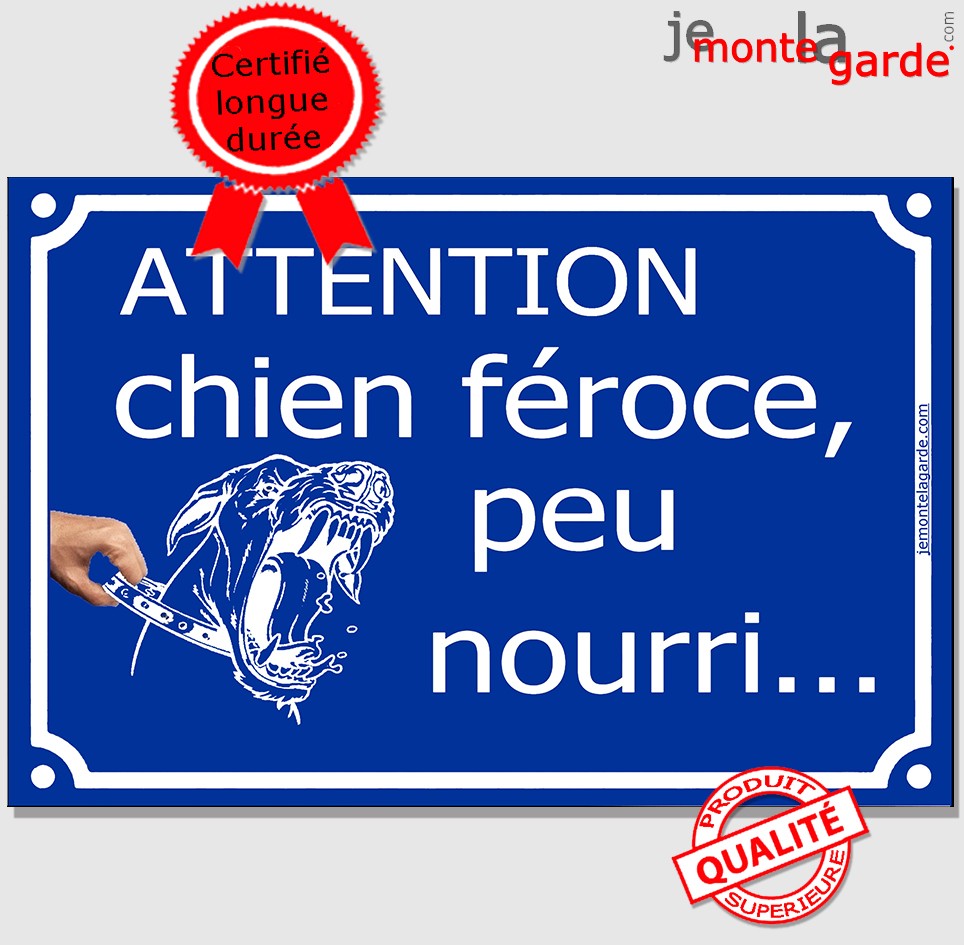 Attention Chien Petit, mais Costaud Plaque bleu portail humour marrant  panneau