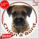 Border Terrier Tête, sticker autocollant rond "Chien à Bord" adhésif photo vitre voiture auto