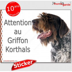 Griffon Korthals, panneau sticker autocollant "Attention au Chien", Photo pancarte plaque adhésif affiche