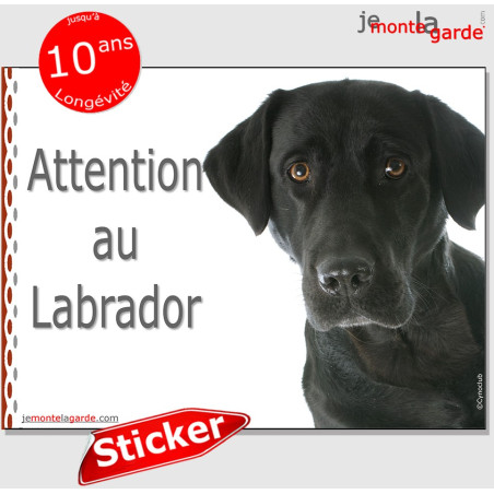 Labrador noir, panneau autocollant "Attention au Chien" Pancarte photo sticker adhésif