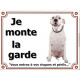 Dogue Argentin sympa Assis, Plaque portail Je Monte la Garde, panneau affiche pancarte, risques périls