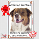 Aussie tricolore rouge, plaque verticale "Attention au Chien" 24 cm VL