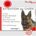 Berger Allemand, plaque "Jetez Vous au Sol, Attention au Chien" 24 cm JET