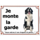Border Collie sympa Assis, Plaque portail "Je Monte la Garde, risques périls" panneau affiche pancarte photo