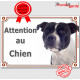 Staffordshire Bull Terrier blanc et noir, Plaque " Attention au Chien" Pancarte photo Staffie, Panneau portail