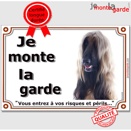 Lévrier Afghan fauve, plaque portail "Je Monte la Garde" 24 CM Lévrier Afghan fauve, plaque portail "Je Monte la Garde" 24 CM