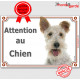 Fox Terrier poils durs Tête, plaque portail "Attention au Chien pancarte panneau affiche photo