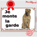 Shar-Peï assis, plaque portail "je Monte la Garde" 24 cm LUXE A