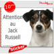 Jack Russell Terrier tricolore, disque autocollant "Attention au Chien" Sticker panneau photo adhésif