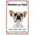 Bouledogue Français, plaque verticale "Attention au Chien" 24 cm VL