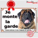Mastiff Tête, plaque portail "Je Monte la Garde" 24 cm LUXE
