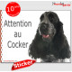 Cocker Anglais Spaniel bleu, panneau autocollant "Attention au Chien" Pancarte photo sticker adhésif