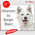 Berger Blanc, autocollant "Attention au Chien" 16 cm