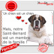 Saint-Bernard Couché, Plaque Portail un chien est un chien, membre de la famille, pancarte, affiche panneau st-bernard